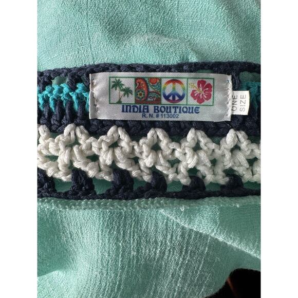 Boho Crochet Sheer Tunic Top Coverup Dress Festival Beachy Hippie Kaftan One Sz - Picture 8 of 10